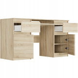 Eckschreibtisch mit Stauraum, Schreibtisch mit Schubladen, Computertisch | 2 Schubladen, 2 Türen, Tastaturablage | Stabil & modern | 135x50x76 cm (BxTxH)