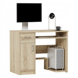 Kleiner Tisch, Schreibtisch mit Schublade, Computertisch | 1 Schublade, 1 Tür, Tastaturablage, PC-Fach | 90x50x73 cm (BxTxH)