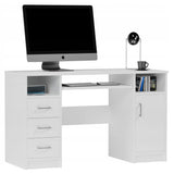 Arbeitstisch, Schreibtisch mit Schubladen, Computertisch | 3 Schubladen, 1 Tür, Tastaturablage | 120x50x73 cm (BxTxH)