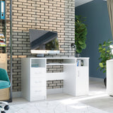 Arbeitstisch, Schreibtisch mit Schubladen, Computertisch | 3 Schubladen, 1 Tür, Tastaturablage | 120x50x73 cm (BxTxH)