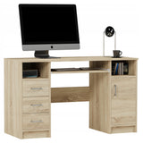 Arbeitstisch, Schreibtisch mit Schubladen, Computertisch | 3 Schubladen, 1 Tür, Tastaturablage | 120x50x73 cm (BxTxH)