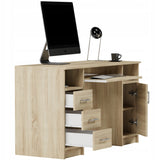 Arbeitstisch, Schreibtisch mit Schubladen, Computertisch | 3 Schubladen, 1 Tür, Tastaturablage | 120x50x73 cm (BxTxH)