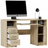 Arbeitstisch, Schreibtisch mit Schubladen, Computertisch | 3 Schubladen, 1 Tür, Tastaturablage | 120x50x73 cm (BxTxH)