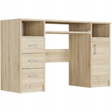 Arbeitstisch, Schreibtisch mit Schubladen, Computertisch | 3 Schubladen, 1 Tür, Tastaturablage | 120x50x73 cm (BxTxH)