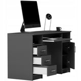 Arbeitstisch, Schreibtisch mit Schubladen, Computertisch | 3 Schubladen, 1 Tür, Tastaturablage | 120x50x73 cm (BxTxH)