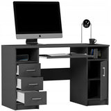 Arbeitstisch, Schreibtisch mit Schubladen, Computertisch | 3 Schubladen, 1 Tür, Tastaturablage | 120x50x73 cm (BxTxH)