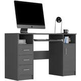 Arbeitstisch, Schreibtisch mit Schubladen, Computertisch | 3 Schubladen, 1 Tür, Tastaturablage | 120x50x73 cm (BxTxH)