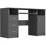 Arbeitstisch, Schreibtisch mit Schubladen, Computertisch | 3 Schubladen, 1 Tür, Tastaturablage | 120x50x73 cm (BxTxH)