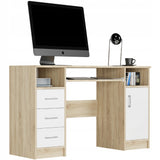 Arbeitstisch, Schreibtisch mit Schubladen, Computertisch | 3 Schubladen, 1 Tür, Tastaturablage | 120x50x73 cm (BxTxH)