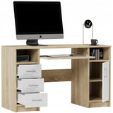 Arbeitstisch, Schreibtisch mit Schubladen, Computertisch | 3 Schubladen, 1 Tür, Tastaturablage | 120x50x73 cm (BxTxH)