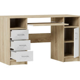 Arbeitstisch, Schreibtisch mit Schubladen, Computertisch | 3 Schubladen, 1 Tür, Tastaturablage | 120x50x73 cm (BxTxH)