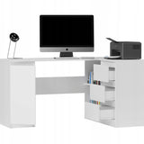 Eckschreibtisch mit Stauraum, Ecktisch, Schreibtisch L-Form | 3 Schubladen, 1 Tür, 1 Einlegeboden | 150x87x76 cm (BxTxH)