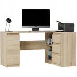 Eckschreibtisch mit Stauraum, Ecktisch, Schreibtisch L-Form | 3 Schubladen, 1 Tür, 1 Einlegeboden | 150x87x76 cm (BxTxH)