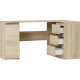 Eckschreibtisch mit Stauraum, Ecktisch, Schreibtisch L-Form | 3 Schubladen, 1 Tür, 1 Einlegeboden | 150x87x76 cm (BxTxH)