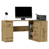 Eckschreibtisch mit Stauraum, Ecktisch, Schreibtisch L-Form | 3 Schubladen, 1 Tür, 1 Einlegeboden | 150x87x76 cm (BxTxH)