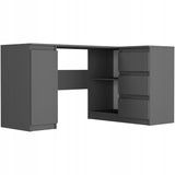 Eckschreibtisch mit Stauraum, Ecktisch, Schreibtisch L-Form | 3 Schubladen, 1 Tür, 1 Einlegeboden | 150x87x76 cm (BxTxH)