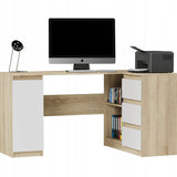 Eckschreibtisch mit Stauraum, Ecktisch, Schreibtisch L-Form | 3 Schubladen, 1 Tür, 1 Einlegeboden | 150x87x76 cm (BxTxH)
