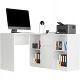 Eckschreibtisch mit Stauraum, Ecktisch, Schreibtisch L-Form | 2 Einlegeböden, 1 Tür, 1 Schublade | 120x120x79 cm (BxTxH)