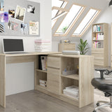 Eckschreibtisch mit Stauraum, Ecktisch, Schreibtisch L-Form | 2 Einlegeböden, 1 Tür, 1 Schublade | 120x120x79 cm (BxTxH)