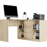 Eckschreibtisch mit Stauraum, Ecktisch, Schreibtisch L-Form | 2 Einlegeböden, 1 Tür, 1 Schublade | 120x120x79 cm (BxTxH)