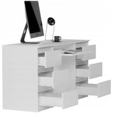 Ecktisch, Computertisch, Schreibtisch mit Schubladen | 6 Schubladen, Tastaturablage | 140x50x76 cm (BxTxH)