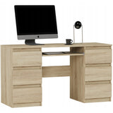 Ecktisch, Computertisch, Schreibtisch mit Schubladen | 6 Schubladen, Tastaturablage | 140x50x76 cm (BxTxH)