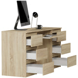 Ecktisch, Computertisch, Schreibtisch mit Schubladen | 6 Schubladen, Tastaturablage | 140x50x76 cm (BxTxH)