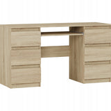 Ecktisch, Computertisch, Schreibtisch mit Schubladen | 6 Schubladen, Tastaturablage | 140x50x76 cm (BxTxH)