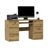 Ecktisch, Computertisch, Schreibtisch mit Schubladen | 6 Schubladen, Tastaturablage | 140x50x76 cm (BxTxH)