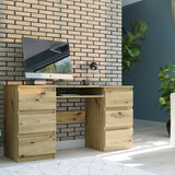 Ecktisch, Computertisch, Schreibtisch mit Schubladen | 6 Schubladen, Tastaturablage | 140x50x76 cm (BxTxH)