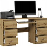 Ecktisch, Computertisch, Schreibtisch mit Schubladen | 6 Schubladen, Tastaturablage | 140x50x76 cm (BxTxH)