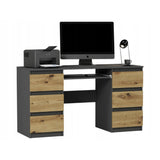 Ecktisch, Computertisch, Schreibtisch mit Schubladen | 6 Schubladen, Tastaturablage | 140x50x76 cm (BxTxH)