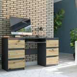 Ecktisch, Computertisch, Schreibtisch mit Schubladen | 6 Schubladen, Tastaturablage | 140x50x76 cm (BxTxH)
