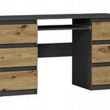 Ecktisch, Computertisch, Schreibtisch mit Schubladen | 6 Schubladen, Tastaturablage | 140x50x76 cm (BxTxH)