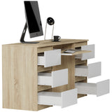 Ecktisch, Computertisch, Schreibtisch mit Schubladen | 6 Schubladen, Tastaturablage | 140x50x76 cm (BxTxH)