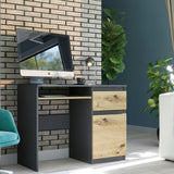 Kleiner Tisch, Computertisch, Eckschreibtisch | 1 Schublade, 1 Tür, Tastaturablage | 96x50x76 cm (BxTxH)