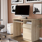 Schreibtisch mit Schublade, Computertisch, Schreibtisch | 1 Schublade, 1 Tür, 1 Tastaturablage | 96x50x76 cm (BxTxH)