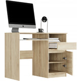 Schreibtisch mit Schublade, Computertisch, Schreibtisch | 1 Schublade, 1 Tür, 1 Tastaturablage | 96x50x76 cm (BxTxH)