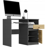 Schreibtisch mit Schublade, Computertisch, Schreibtisch | 1 Schublade, 1 Tür, 1 Tastaturablage | 96x50x76 cm (BxTxH)