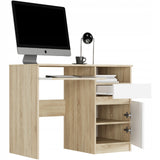 Schreibtisch mit Schublade, Computertisch, Schreibtisch | 1 Schublade, 1 Tür, 1 Tastaturablage | 96x50x76 cm (BxTxH)