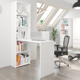 Schreibtisch mit Bücherregal, eckschreibtisch mit Stauraum, ecktisch | Viel Stauraum & modernes Design | 125x50x180 cm (BxTxH)