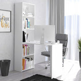 Schreibtisch mit Bücherregal, eckschreibtisch mit Stauraum, ecktisch | Viel Stauraum & modernes Design | 125x50x180 cm (BxTxH)