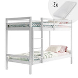 Hochbett, Etagenbett, Hochbett 90x200 cm Kinderbett, EN 747-zertifiziert, platzsparendes & sicheres | stabiles & robustes Stockbett | Weiß