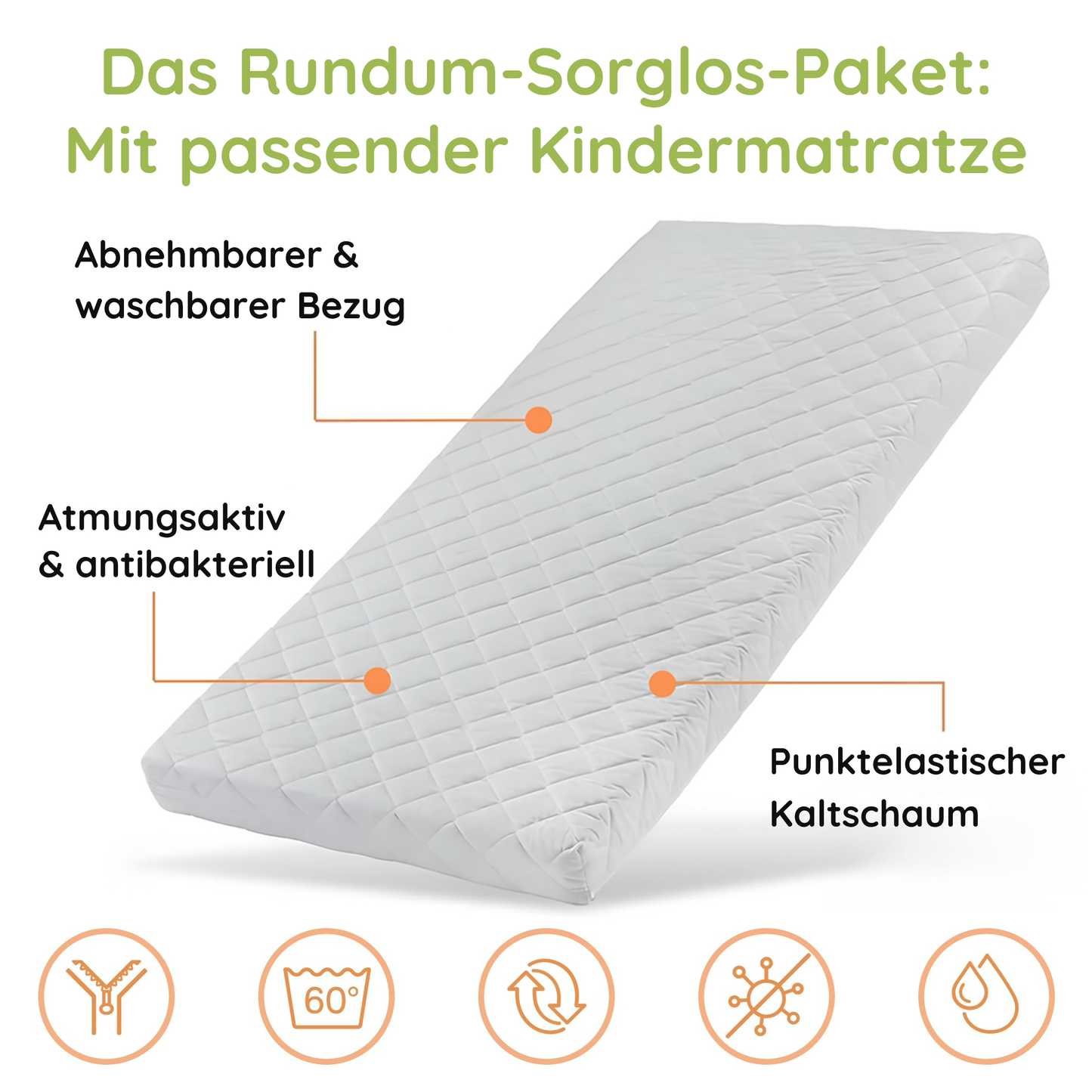 Hochbett 90x200 cm mit Matratze (optional) Rausfallschutz & zwei Lattenroste in weiß und natur Mädchen Jungen Bett Kinderbett Jugendbett 200x90 cm