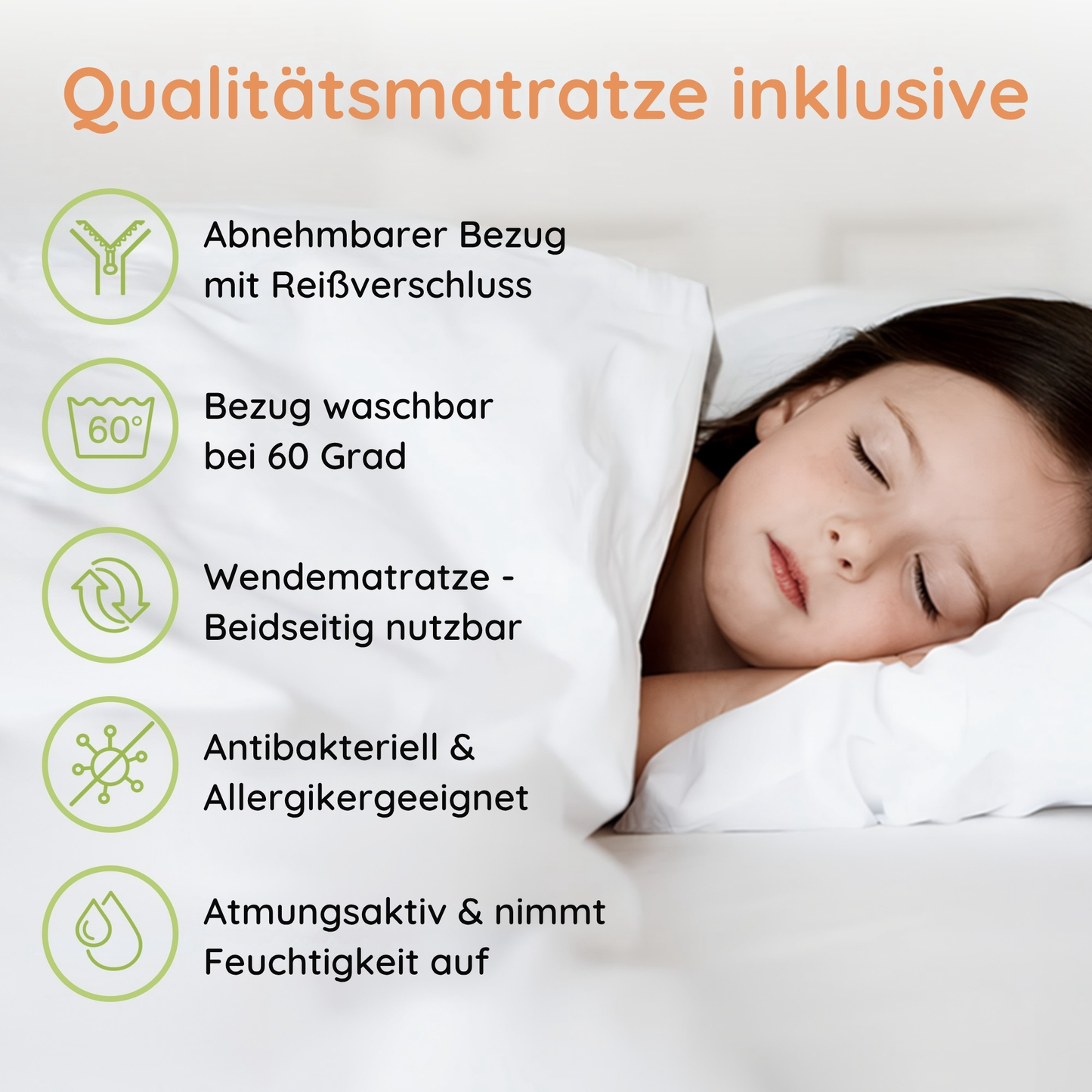 Hochbett 90x200 cm mit Matratze (optional) Rausfallschutz & zwei Lattenroste in weiß und natur Mädchen Jungen Bett Kinderbett Jugendbett 200x90 cm