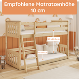 Hochbett 90x200 cm mit Matratze (optional) Rausfallschutz & zwei Lattenroste in weiß und natur Mädchen Jungen Bett Kinderbett Jugendbett 200x90 cm