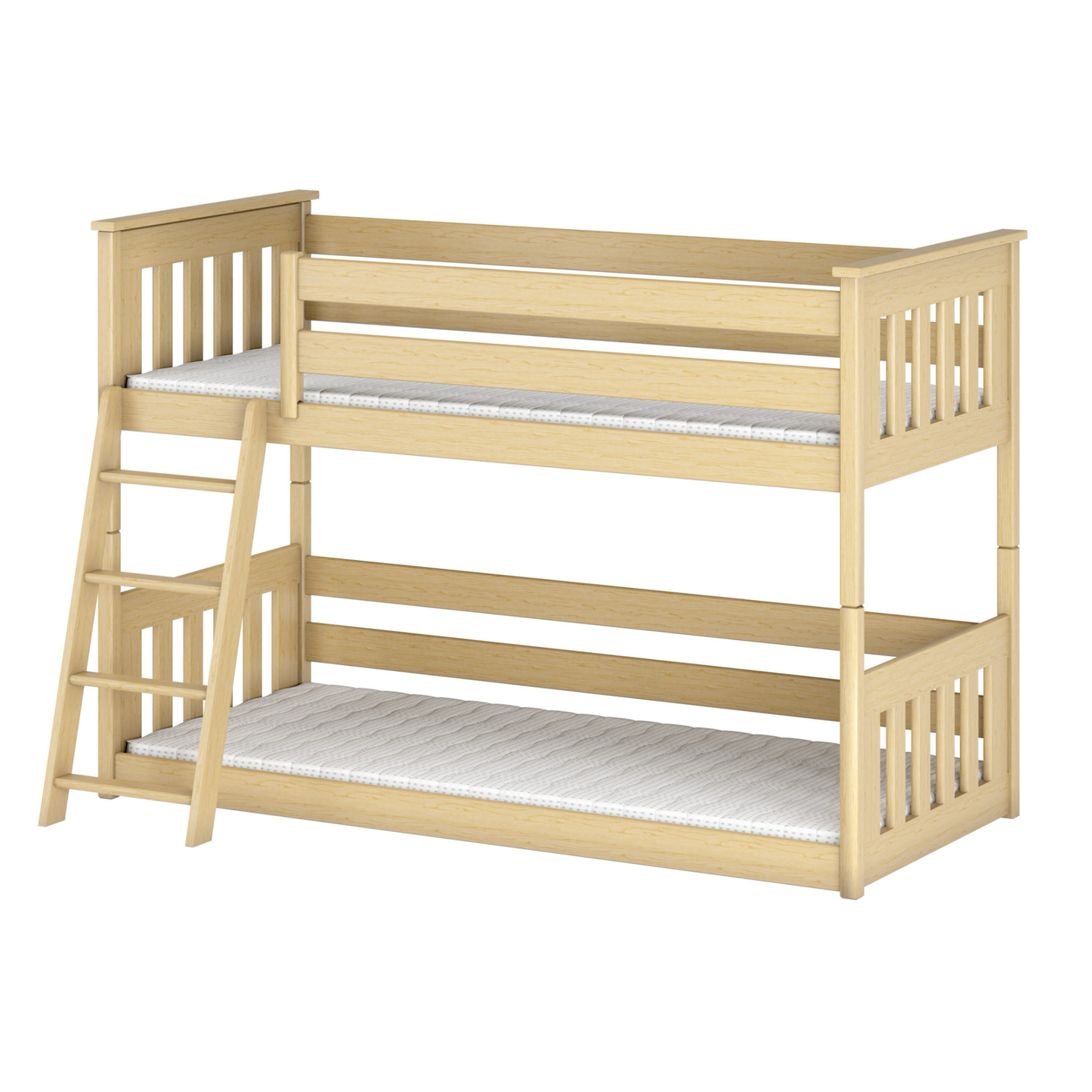 Hochbett 90x200 cm mit Matratze (optional) Rausfallschutz & zwei Lattenroste in weiß und natur Mädchen Jungen Bett Kinderbett Jugendbett 200x90 cm