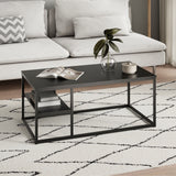 Couchtisch, Beistelltisch, Wohnzimmertisch, Tisch Couch | Mit Ablage und pulverbeschichtetem Metallrahmen | Pflegeleicht & robust | 102x52x42 cm (BxTxH) | Schwarz