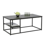 Couchtisch, Beistelltisch, Wohnzimmertisch, Tisch Couch | Mit Ablage und pulverbeschichtetem Metallrahmen | Pflegeleicht & robust | 102x52x42 cm (BxTxH) | Schwarz