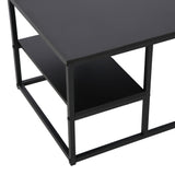 Couchtisch, Beistelltisch, Wohnzimmertisch, Tisch Couch | Mit Ablage und pulverbeschichtetem Metallrahmen | Pflegeleicht & robust | 102x52x42 cm (BxTxH) | Schwarz
